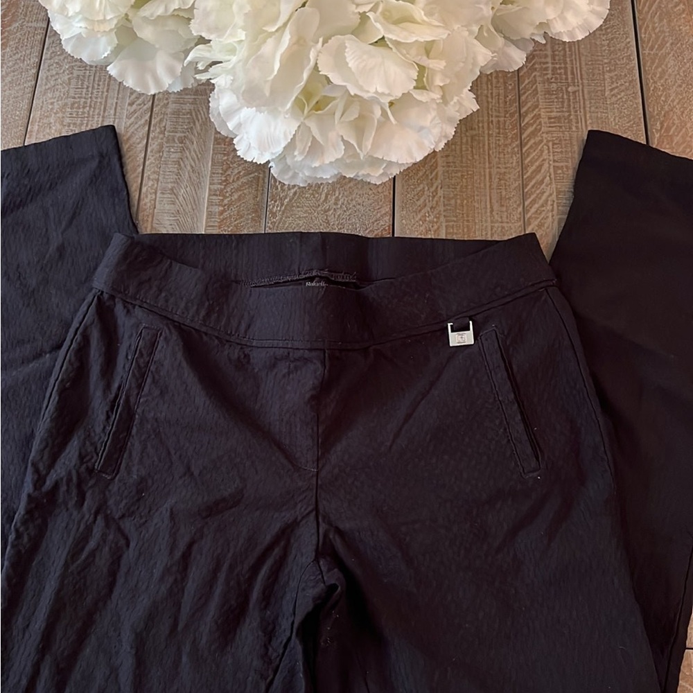 Rafaella Black Embossed Pull On Dress Pants
